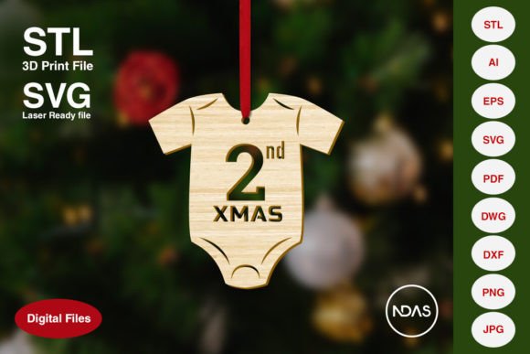 2nd Xmas Baby Romper Christmas Ornament