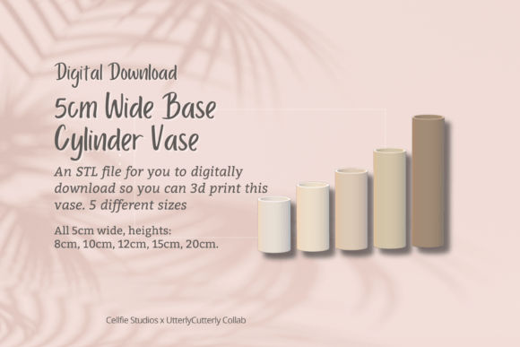 5cm Wide Base, Cylinder Vase STL File - The Modern Digital Blueprint for Home & Office