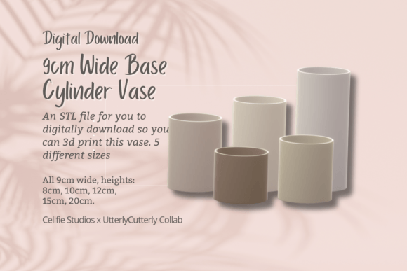 9cm Wide Base, Cylinder Vase STL File - Elevate Your 3D Design Portfolio