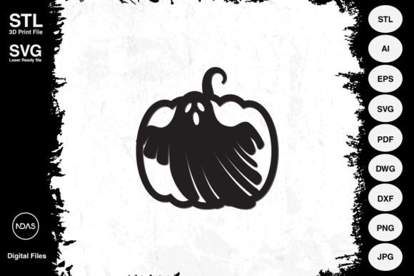 Ghost on Pumpkin Halloween Decoration Design