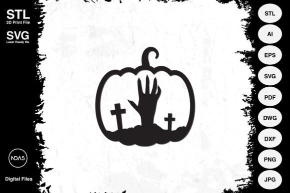 Hand on Graveyard Halloween Pumpkin