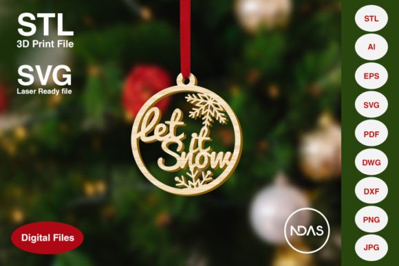 Let It Snow Christmas Tree Decoration: A Versatile Digital Design for Creators