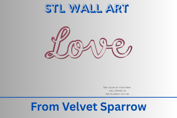Love Cursive STL Wall Art