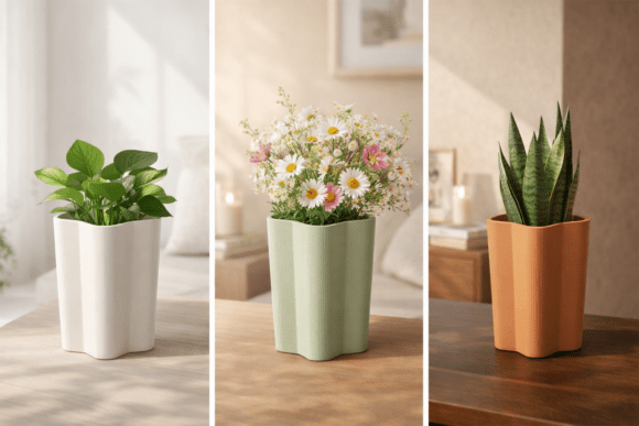 Modern Wavy Edge Vase: Where Digital Precision Meets Organic Design