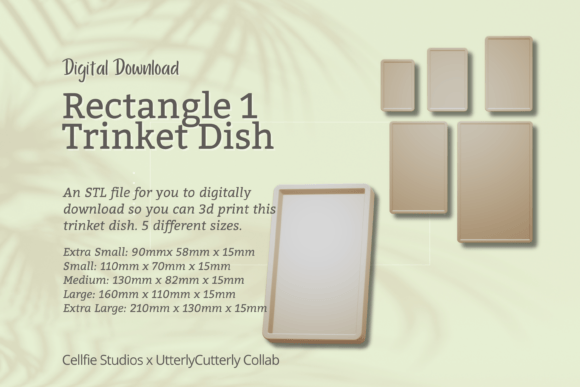 Rectangle Trinket Dish STL File - Digita