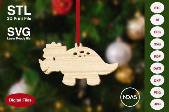 Triceratops Dinosaur Christmas Ornament